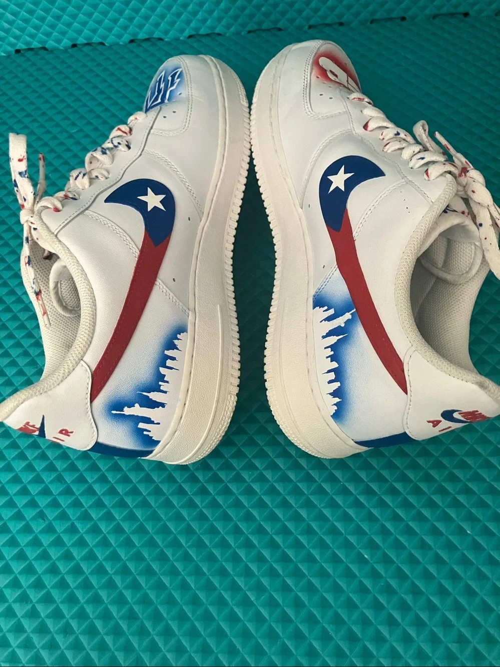 Nike Air Force 1 Customized Puerto Rican flag designs White Sneakers | 11.5